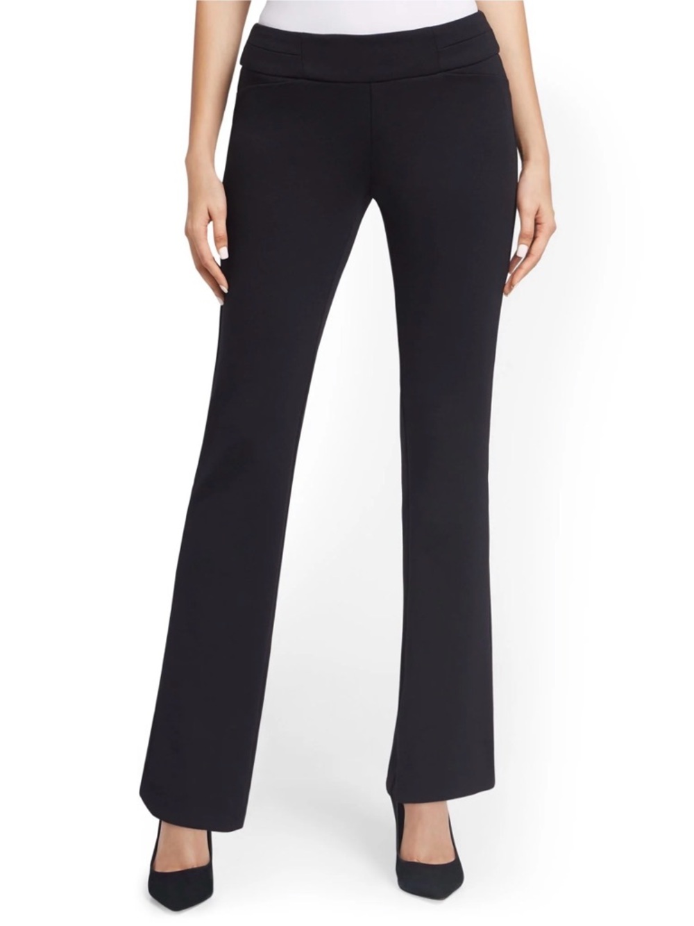 NWT New York & Company Women's Black Pull-On Straight Leg Superflex Pants
